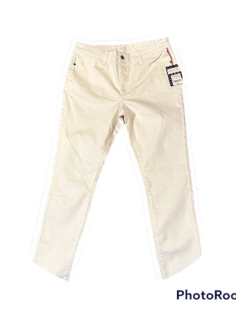 Marilyn Monroe White Denim Pants with Decorative Button